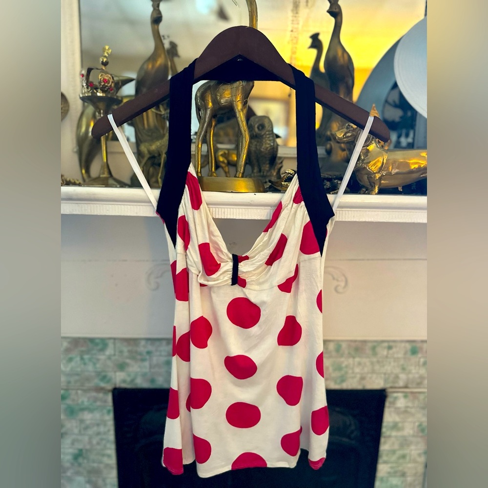 Retro pink polka dot halter top